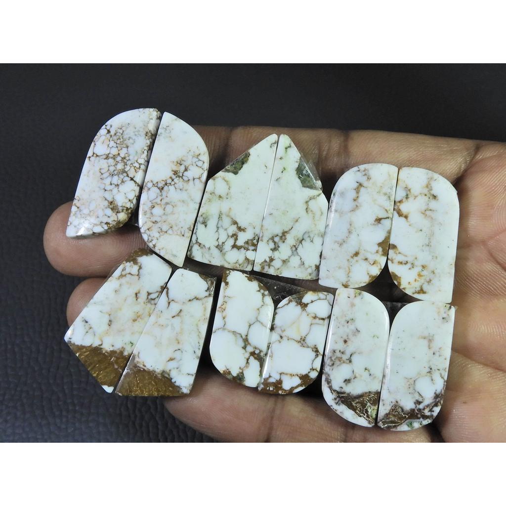 230Cts. Natural Wild horse Jasper Fancy Cabochon Loose Gemstone 6Pair Lot C-1465