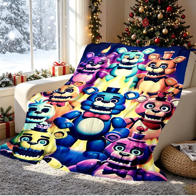 Five Nights at Freddy's Pattern Blanket for Home Decoration, Bed, Sofa, Car Travel, Camping, Suitable for All Seasons, Birthday Christmas Gift