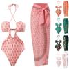 Women 1 Piece Swimwear+1 Piece Cover UP Two Piece Vintage Print Swimsuit Monokini Bikini 2 Piece Swimsuits