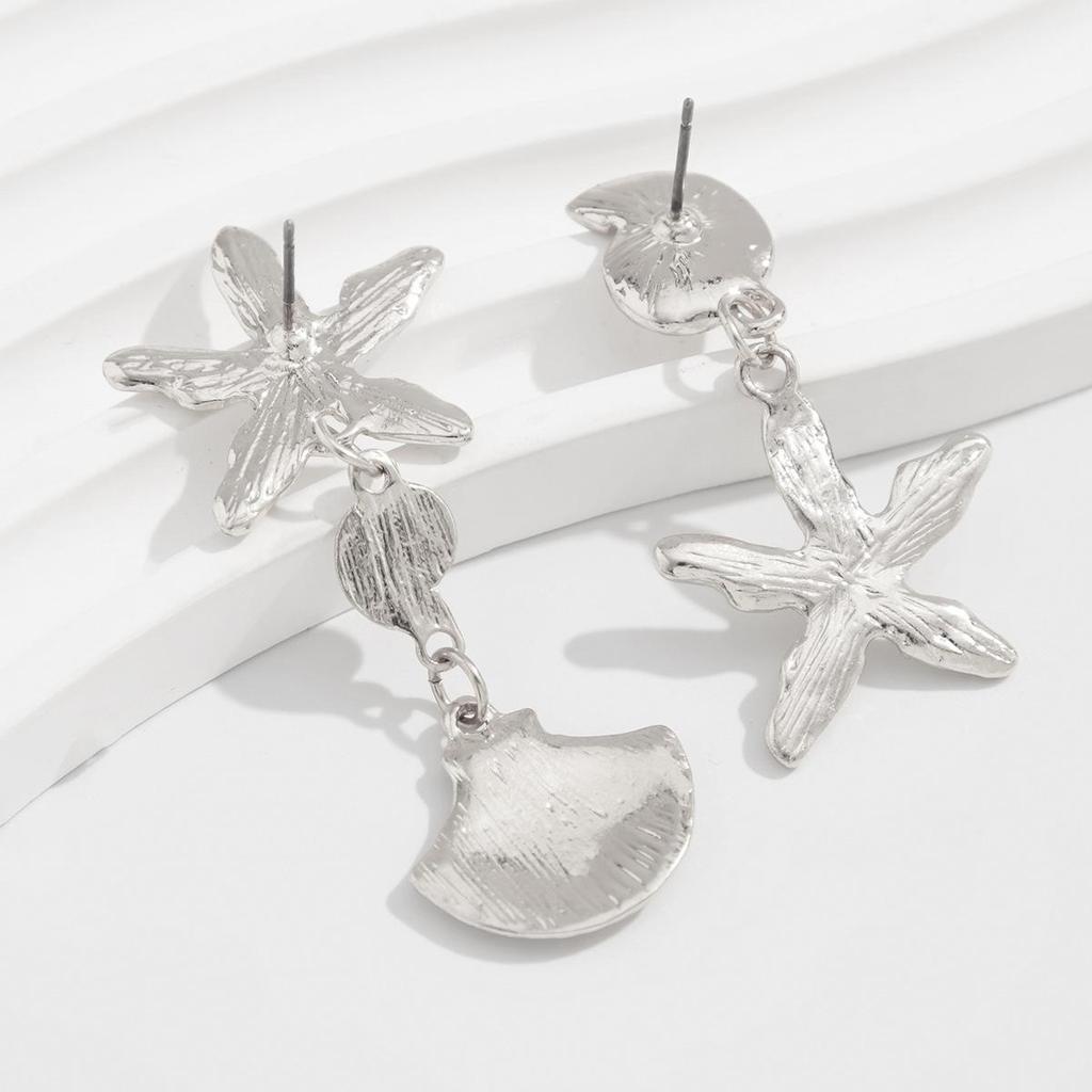 Ohrstecker mit übertriebenem Sternmotiv, für Sommer, Strand, Ozean, personalisierbar, trendig, Urlaub, Kunstperle, Seestern, Metallohrring für Frauen und Mädchen