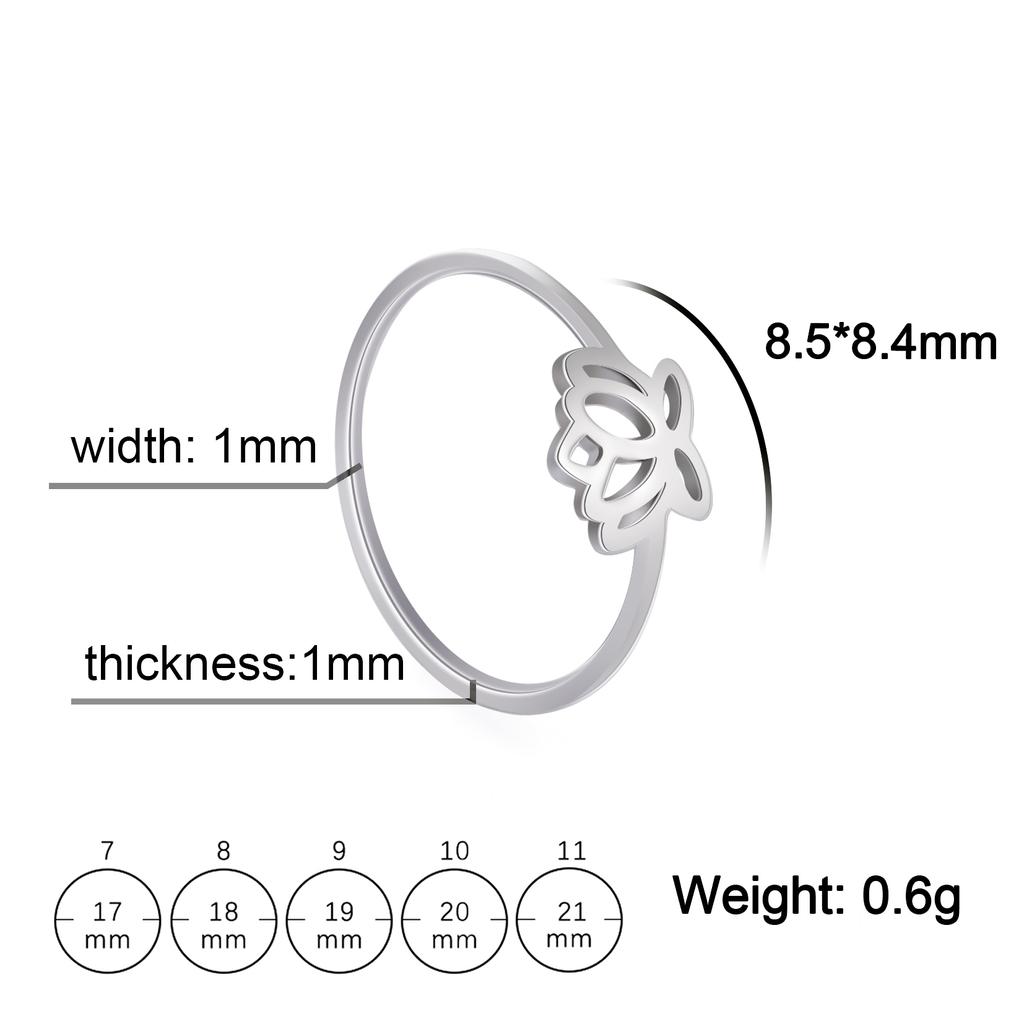 LIKGREAT Elegant Lotus Ring for Women Stainless Steel Amulet Vintage Wedding Finger Rings Jewelry Valentine's Day Gift Wholesale