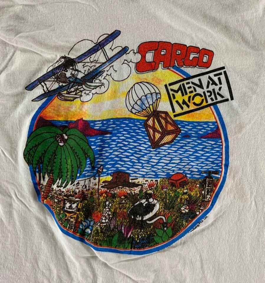 

1 SIDES ON FRONT Cargo MEN AT WORK Band Shirt White Unisex UU247 4XL