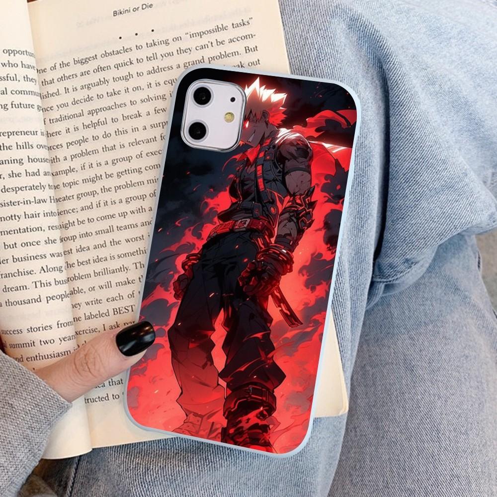 Cartoon B-Bakugo K-Katsuki Phone Case For IPhone 14 11 12 13 Mini Pro Xs Max 8 7 6 6S Plus X XR Solid Candy Color Case
