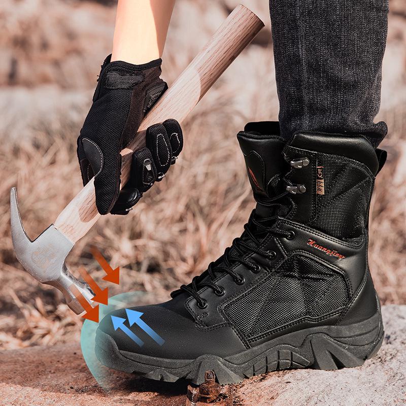 

Men’s Plus Size Steel Toe Tactical Boots - Non-Slip, High-Top, Anti-Collision, Outdoor Special Forces Design. 45 чорний