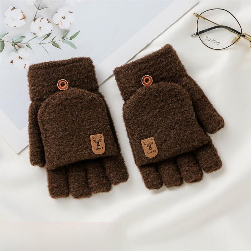 Warm Winter Knitted Gloves Thickened Writing Mittens Fashion Half Finger Mittens  for Men