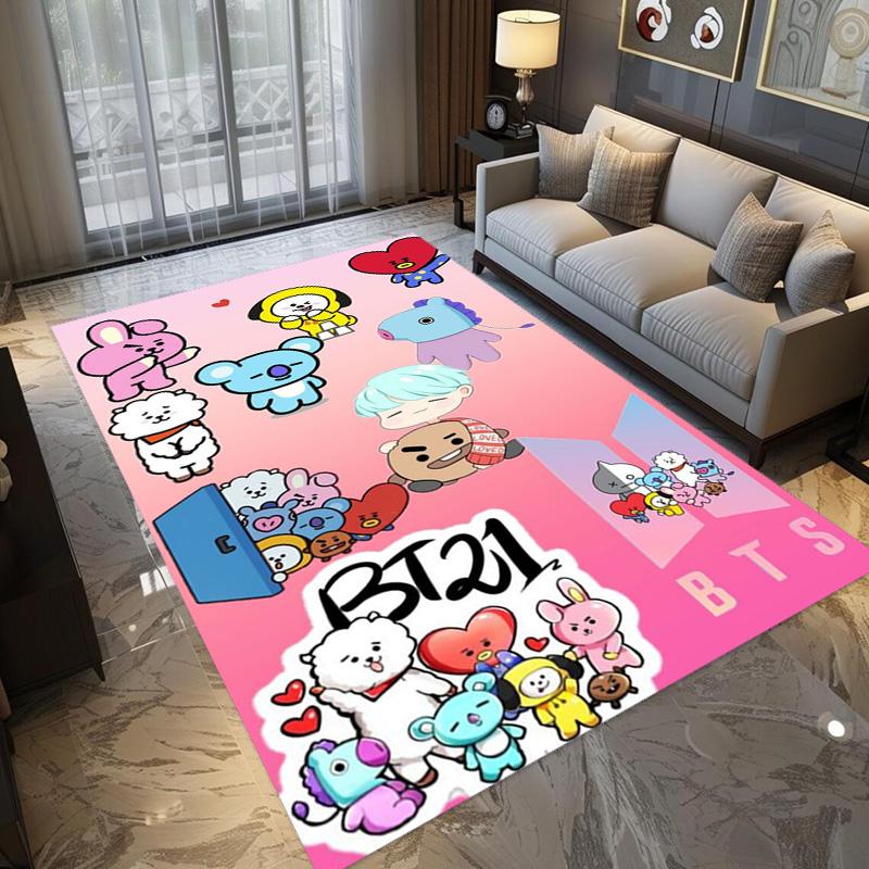 Colorful BT21 Characters Celebration carpet Living room and bedroom mats printing Office chair cushion Dormitory decoration Fashion