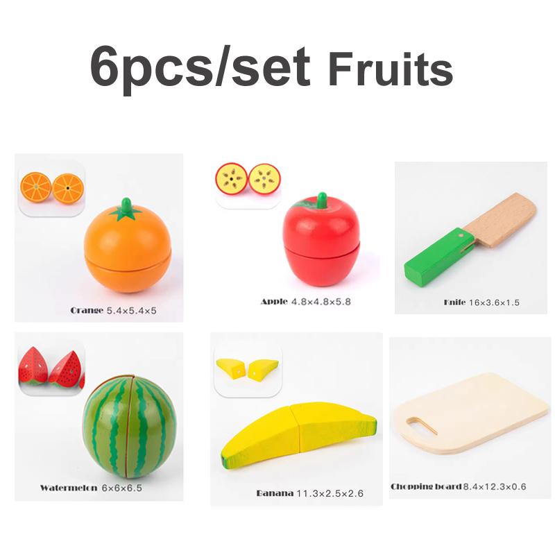 6/9/12pcs Fruit Cutting Toys Magnetic Wooden Cutting Fruits Vegetables Play House Simulation Kitchen Food Toys for Children