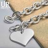 925 Sterling Silver Smooth Heart-shaped Pendant with Lobster Clasp Bracelet Fashionable Wedding Jewelry