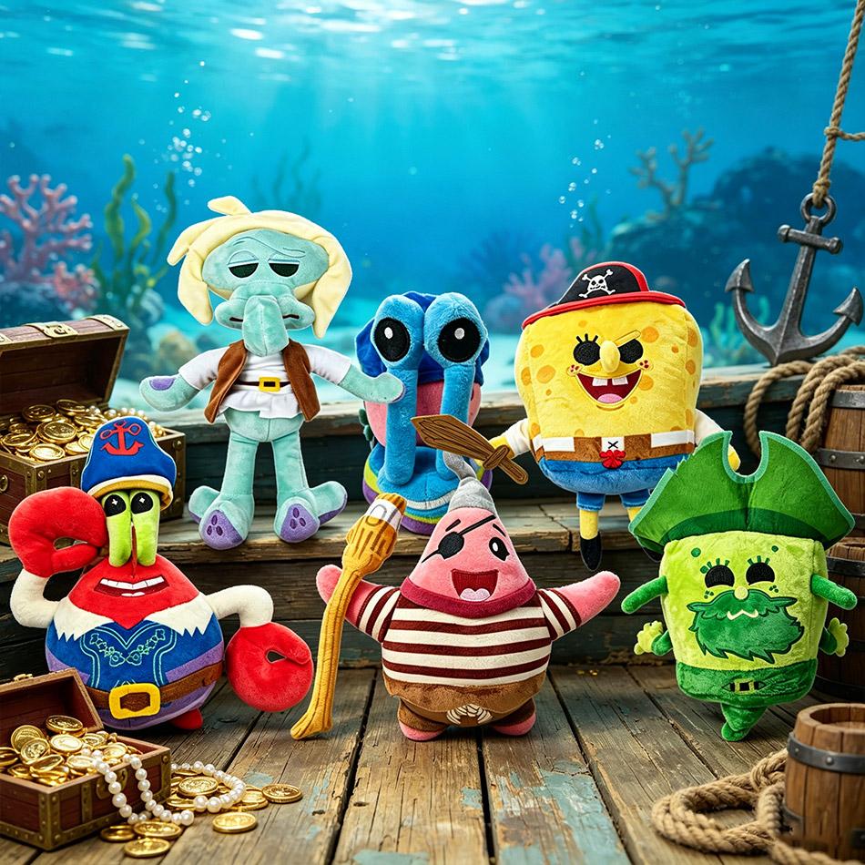 Classic Anime Plushie Doll S-pong-e-bob Squarepants Patrick Star Squidward Eugene Krabs Gary Kawaii Cartoon Stuffed Plush Toy