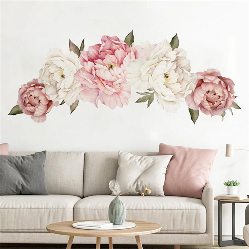 Wall Decor Wallpaper Peony Flowers Eco-friendly Waterproof 1Pc Mural Art Wall Stickers