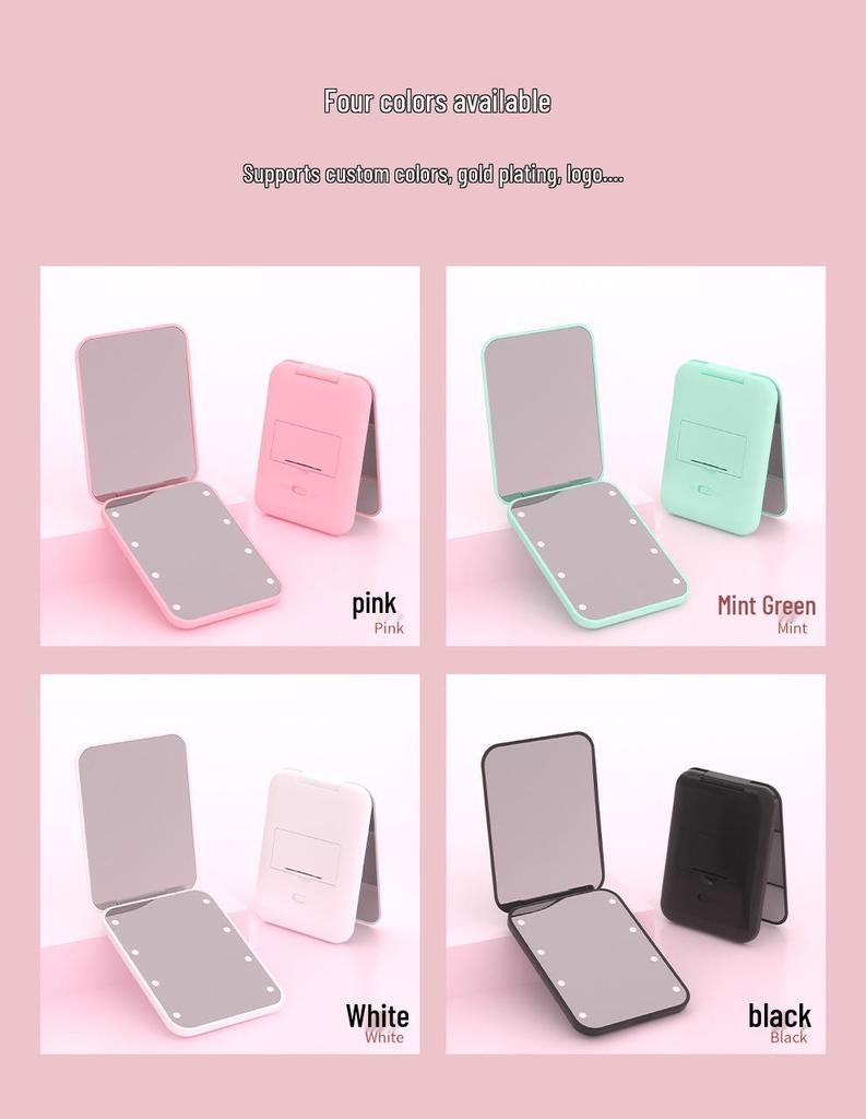 Portable LED Makeup Mirror with 2X Magnification - Handheld, Folding Design