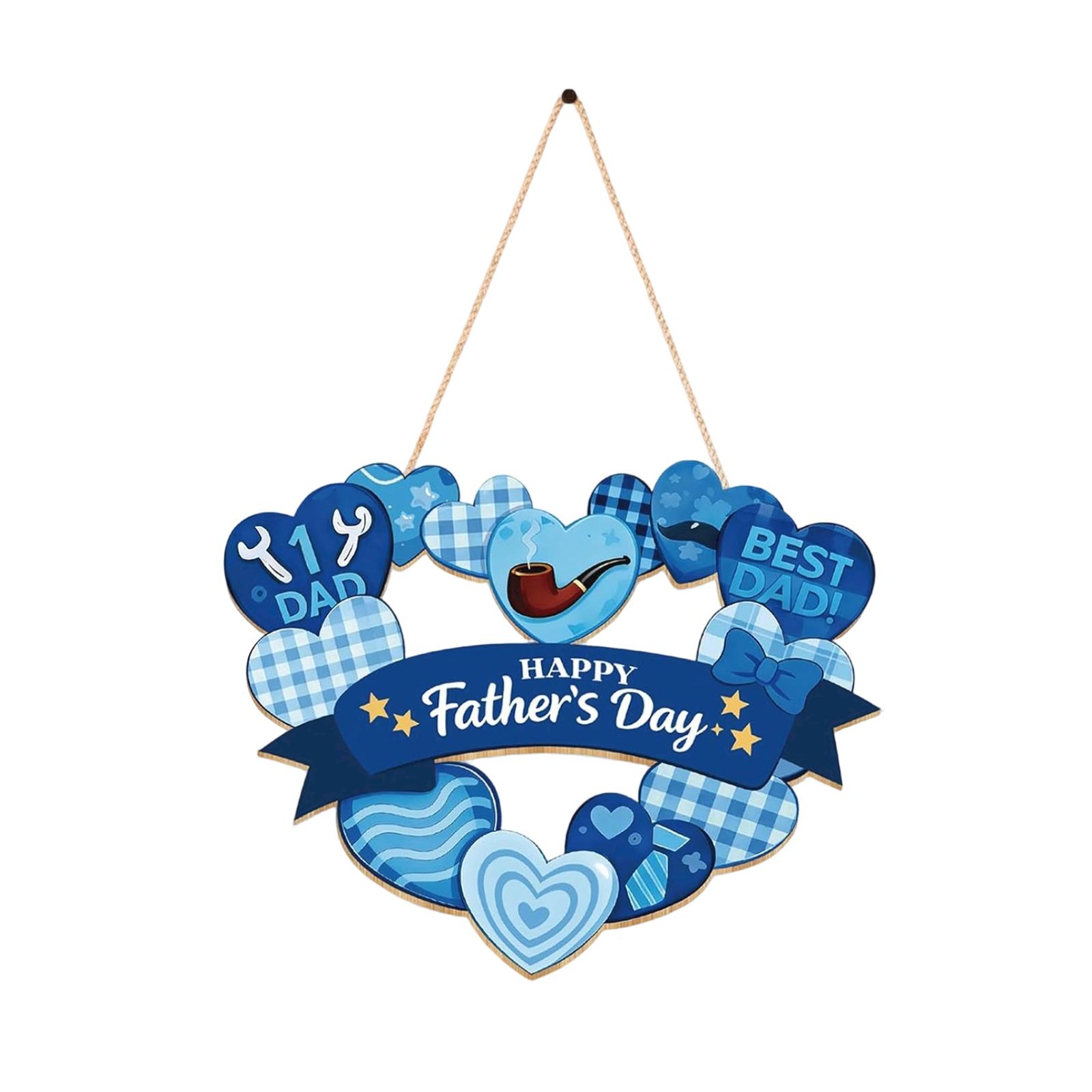 

30cm Letter Print Floral Wreath Hanging Decoration for Mother s Day Father s Day Front Door Family Home Seasonal Celebration Accessory One Size синий