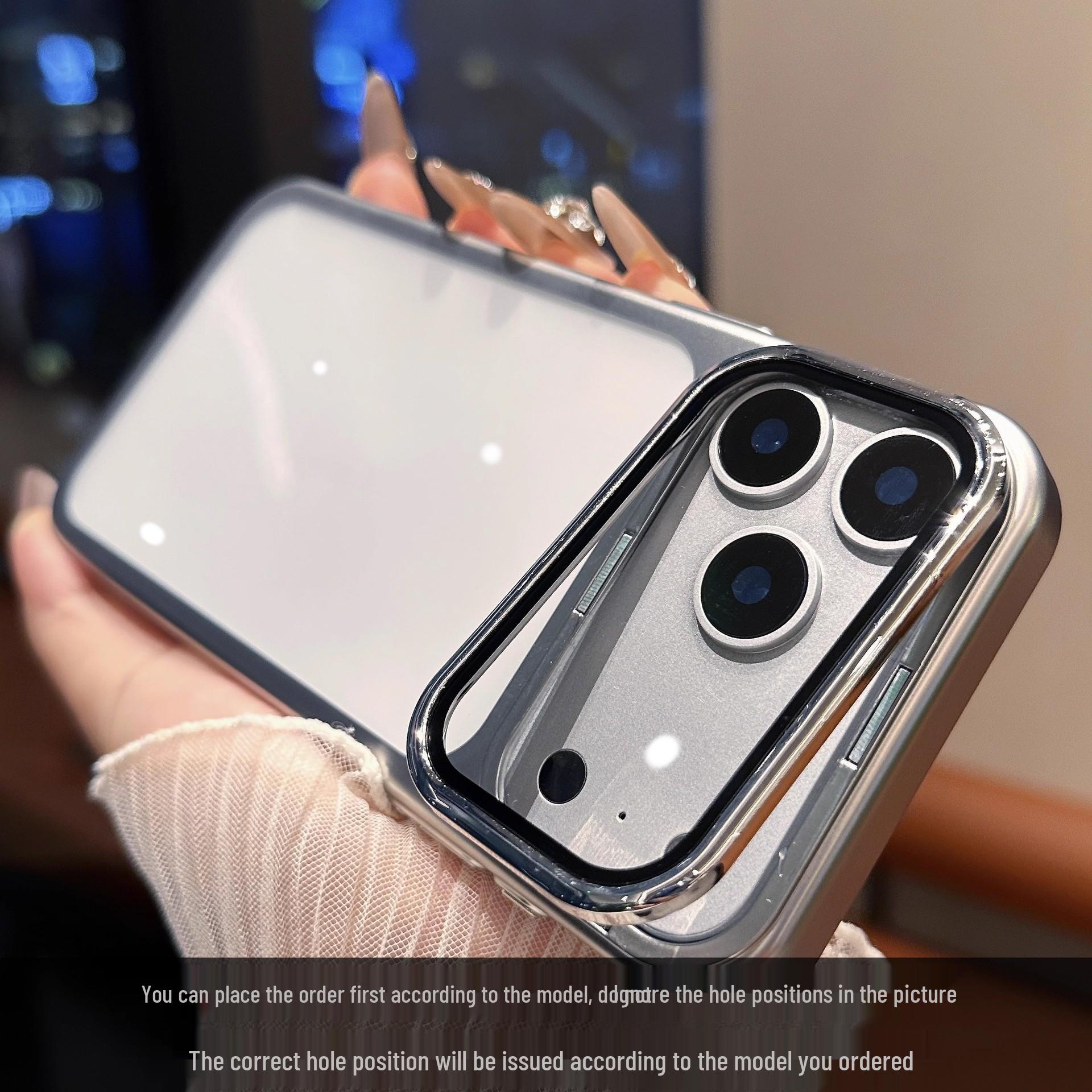 

iPhone 17 Invisible Lens Stand Case - Drop-proof Protective Cover for 16 Pro Max Sense 15 15 срібний