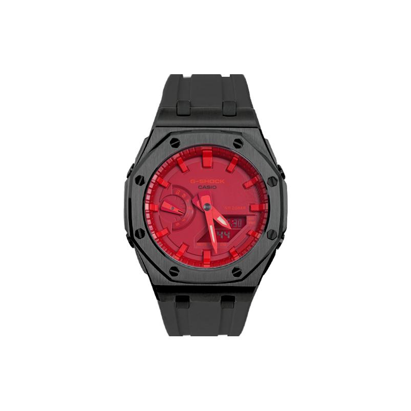 CASIO Unisex Liquid Crystal,Analog Dual Display Series 44mm Red Watch GA-2100-4A(Watch1--) Regular Watch Box