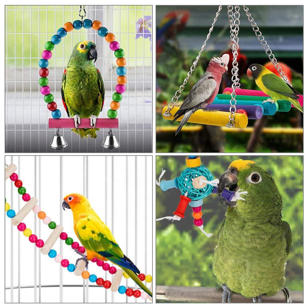 Parrot Toys Bird Swing Hanging Toy Cage Toys Hammock Bell Swing Ladder Perch Chewing  for Parakeets