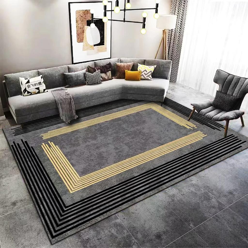 Nordisch Zwart Geometrisch Woonkamer Tapijt Modern Luxe Groot Vloerkleed voor Slaapkamer Wasbaar Lounge Salontafels Vloermat
