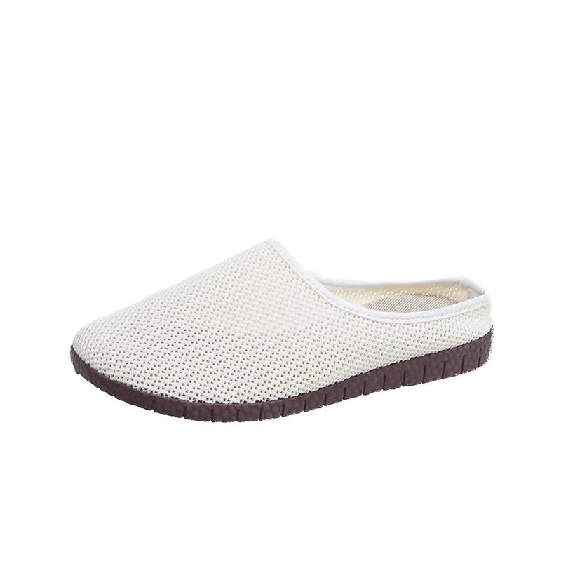 New Women's Summer Baotou Flat Sole Mesh Slippers Rubber Sole Breathable Comfortable Home Slipper Office Slipper Outdoor Slipper