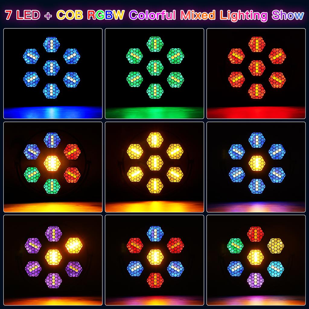 200W Hexagonal 7PCS RGBW LEDs Mini Retro Lights DMX512 DJ Show Stage Effect Light 8/32CH Channel for Church Concert Wedding