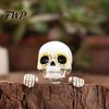 Miniature Landscape Figures Skeleton Flower Pot Hugger, Resin Skull Planter Statue with Eyes, Mini Decorative Hangers Flowerpot Ornament for Halloween