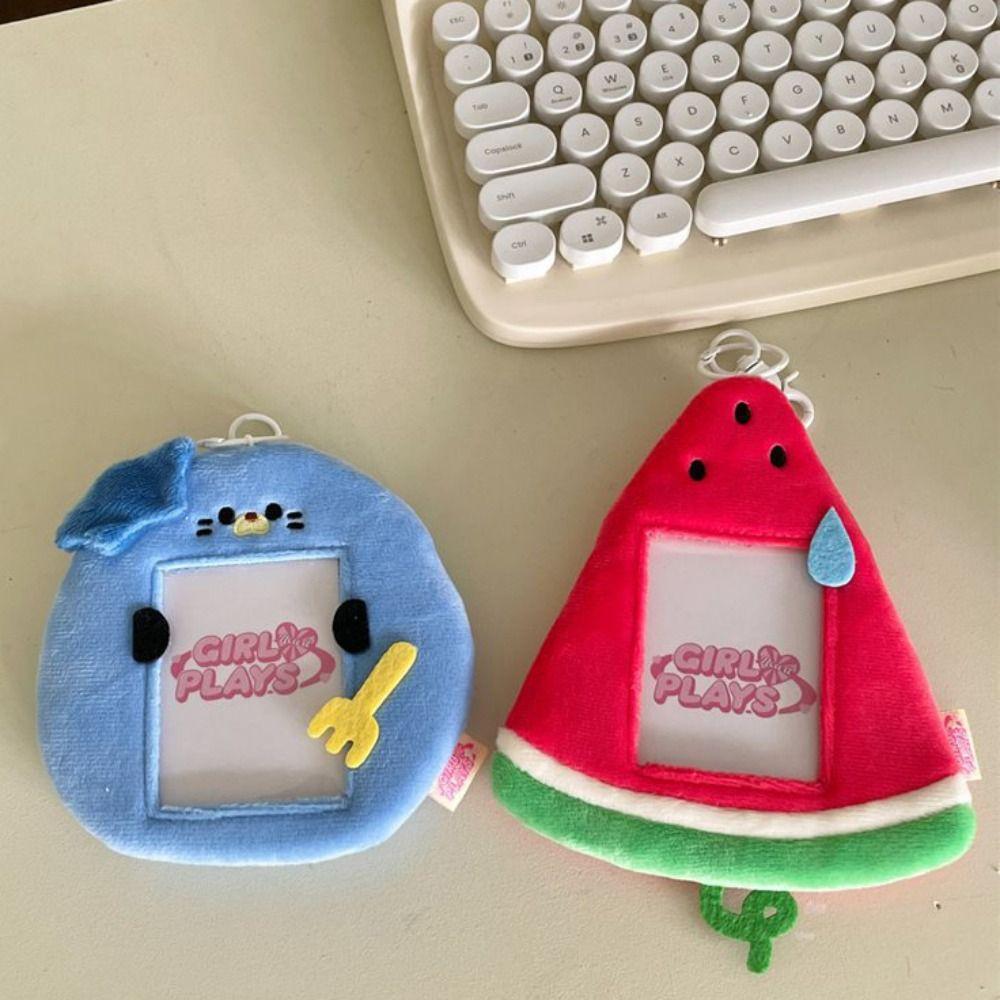 

With Keychain Pendant Plush Photocard Holder Cartoon Bus Card Holder ID Card Cover Lady style F