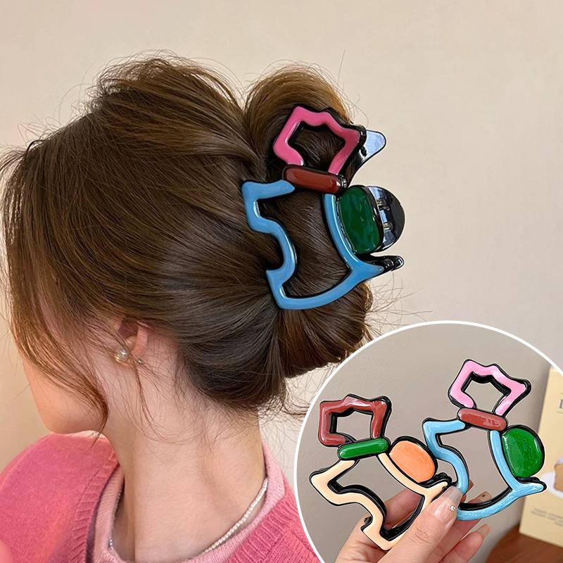 1Pc Cartoon Dog Shape Colorful Hair Claw Cute Hollow Out Creative Grab Clip Female Plastic Hair Clip