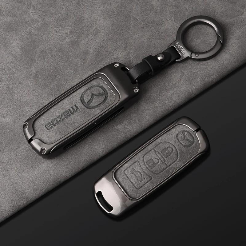 2025 Hot 2/3 Buttons Leather Car Key Cover Key Case For Mazda 2 3 6 Axela Atenza CX-5 CX5 CX-3 CX-7 CX8 CX-9 2016 2017 2018 Acce