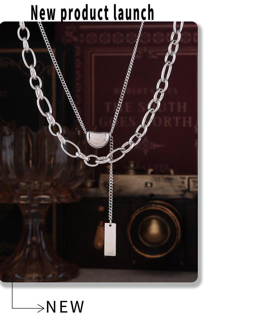 Niche Acacia Bean 18k Gold-Plated Stainless Steel Double Layer Necklace for Women