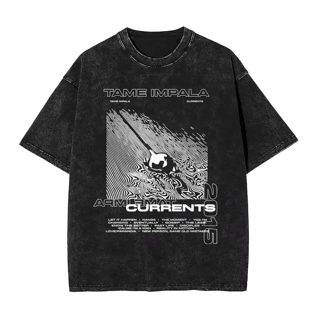 Tame Impala Deadbeat Grafik T-Shirt Vintage gewaschen Psychedelic Rock Unisex Lässiges Baumwoll-T-Shirt Herren Übergröße Kurzarm
