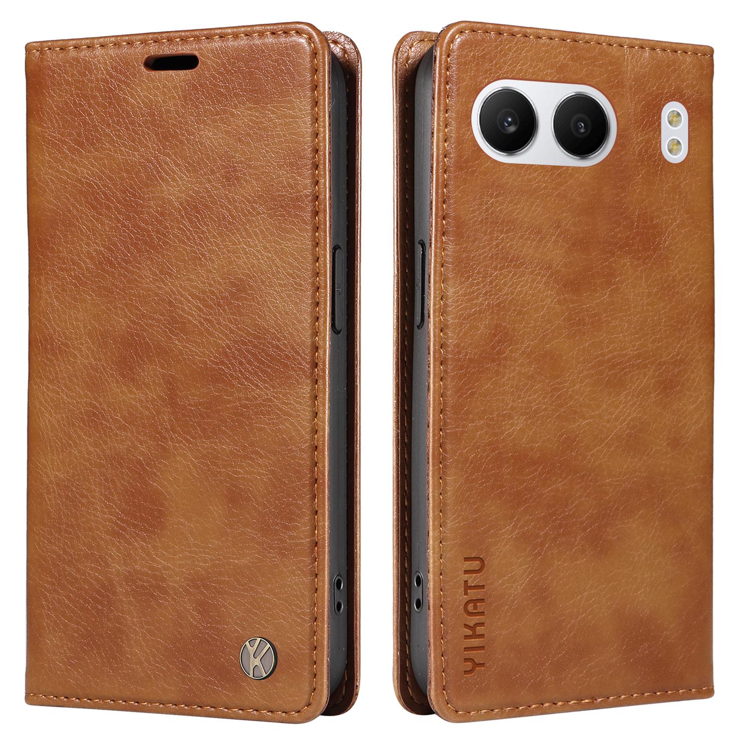

YIKATU YK-006 For OnePlus Nord 4 Case Wallet Litchi Grain Leather Phone Cover Magnetic Auto-Absorbed Brown