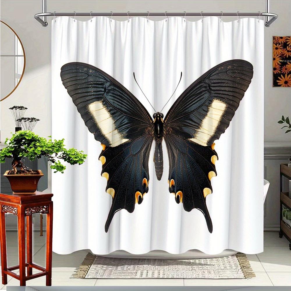 

1Pc Butterfly Shower Curtain - Elegant Nature-Inspired Design, Durable Polyester Fabric With 12 Hooks, 70.8X70.8 Inches, W60H190(CM)-1 Pcs