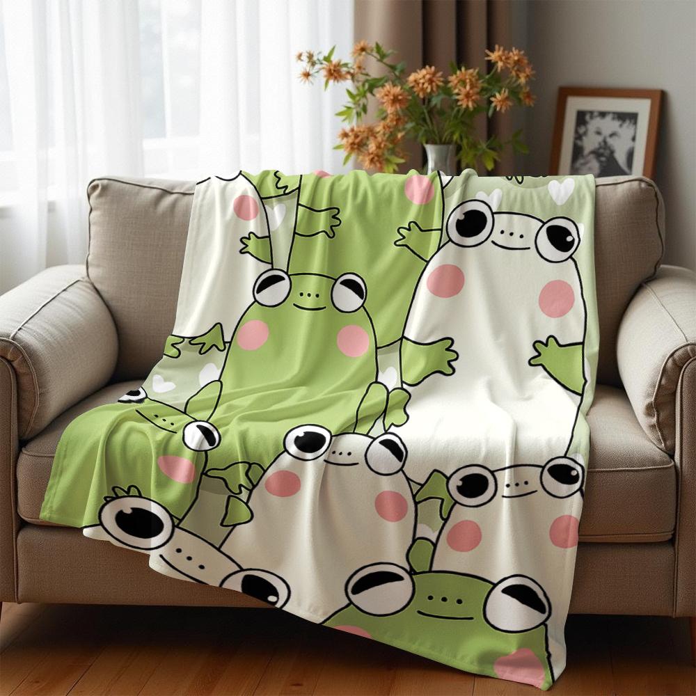 Coperta in Flanella con Stampa Cartoon Anime Cuori di Rana, Morbida e Calda, Plaid per Camera da Letto Bambini, Divano, Ufficio, Auto, Natale