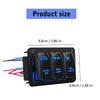 3 Gang Rocker Switches Panel 12V 24V Blue LED Light Toggle Switches LED Light Bar Switches Panel for Marine Automotive