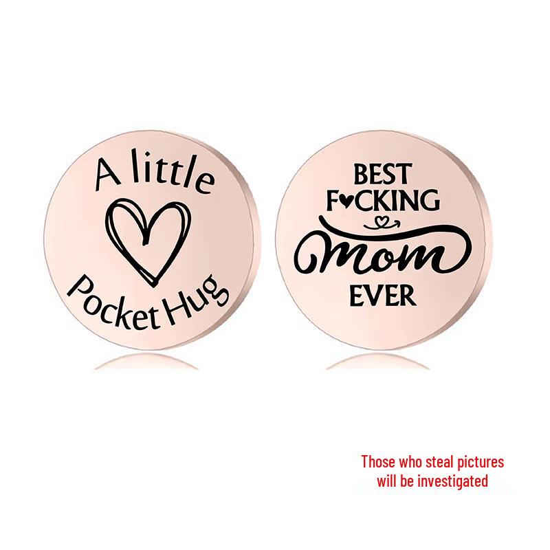 Lucky Charm Motivational Coin: Engravable Stainless Steel Couple & Family Gift Ornament.