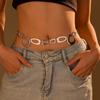 Y2K Chain Belt Geometric Shape Metal Ring Belt Luxury Hollow Waist Chain  Woman Fashion