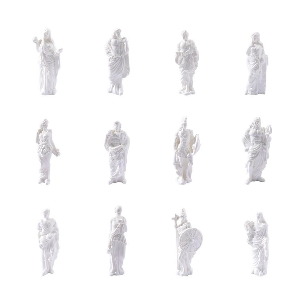 Vintage Twelve Gods Figurine Set Greek and Roman Mythology Mini Roman Gods Statue  Home Decor