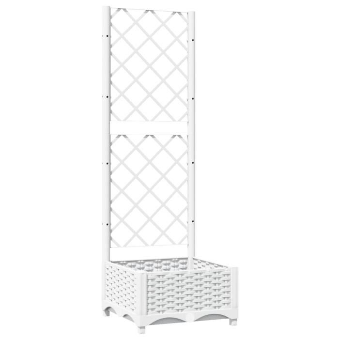 VidaXL Jardinière avec treillis Blanc 40x40x121,5 cm PP 153279