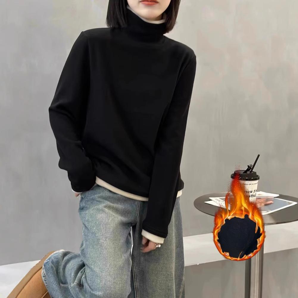 

Женский ребристый джемпер из дралона, темпераментный, универсальный, базовая футболка с длинным рукавом, имитация двух частей, для осени и зимы, универсальная одежда для мамы 2XL