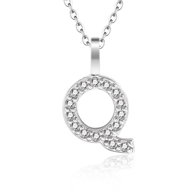 925 Silver Gold Small 26 Letters A- Z Zircon CZ Pendant Monogram Necklace Me Initial Alphabet M A Jewelry