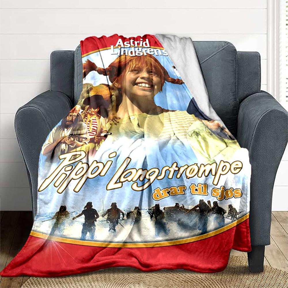 1 buc. Pătura Pippi Șoseta Lungă Moale pentru Toate Sezoanele cu Design Vibrant, Perfectă pentru Casă, Călătorii și Cadouri, Ideală pentru Somnuri și Camping