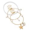 Women's Three-Layer Stacked Starfish Shell Pearl Anklet, Niche Design Ankle Chain with Seaside Vacation Style