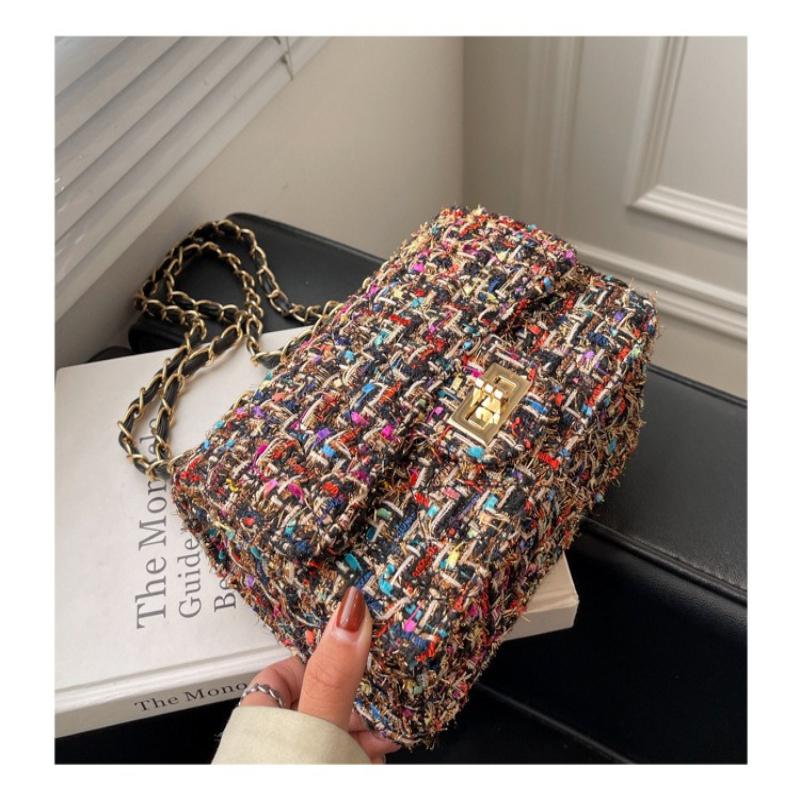 1Pc Xiaoxiangfeng Woolen Bag Women's Bag New Trendy Popular Korean Version Fashion Versatile Chain Single Shoulder Messenger Bag