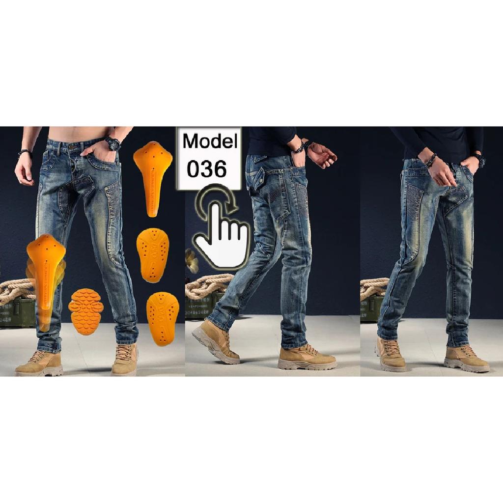 Men Kevlar Motorcycle Jeans Cooling Summer Riding Pants with CE Knee Armor Protective Blue Black