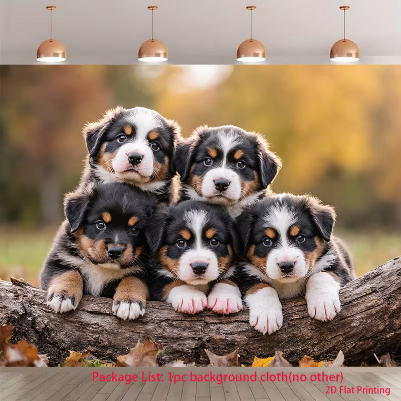 

2D Autumn Forest Cute Puppy Photography Background Cloth for Studio 47.2x31.5inch/120*80cm