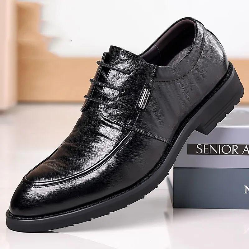 

Men s Spring/Summer Pointed Toe Leather Shoes – Business Casual, Breathable, Height-Increasing, Soft Sole 43