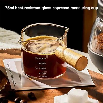 75 ml Hőálló Üveg Eszpresszó Mérőpohár Kétcsövű Üveg Tejeskancsó Fogantyúval Üveg Skálázott Mérőpoharak
