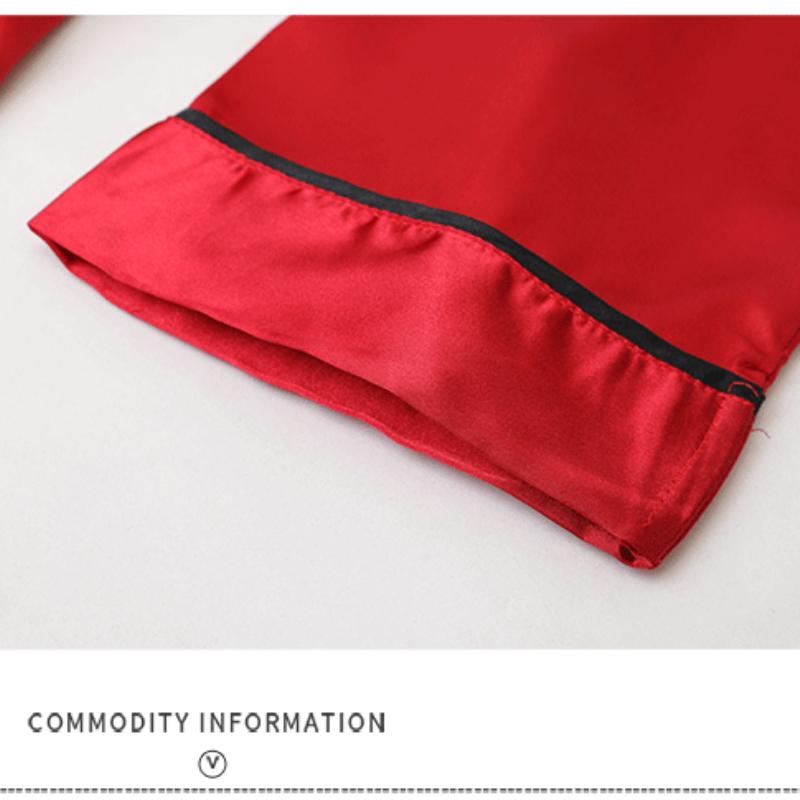 Husholdningspysjamas for kvinner Dameimitasjon i silkepysjamas V-hals pyjamas Badekåpe Husholdningsklær