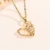 Heart-Shaped Full Diamond 3D Peach Pendant Necklace for Women - Fashionable Copper Micro-Set Enamel Choker