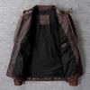 Vintage Red Brown Genuine Cow Men's Leather Jacket Slim Short Cowhide Coat Man Skin Clothes Spring Autumn
