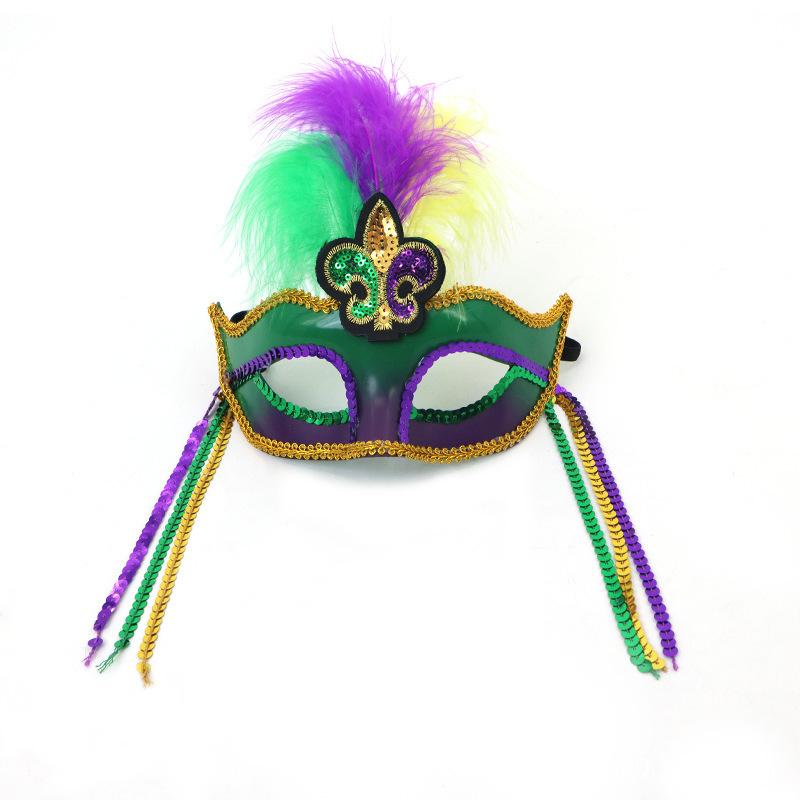 Brazilian Carnival Feather Sequins Hairband Half Face Headpiece Eye Cover for New Orleans Party Masquerade Accessories