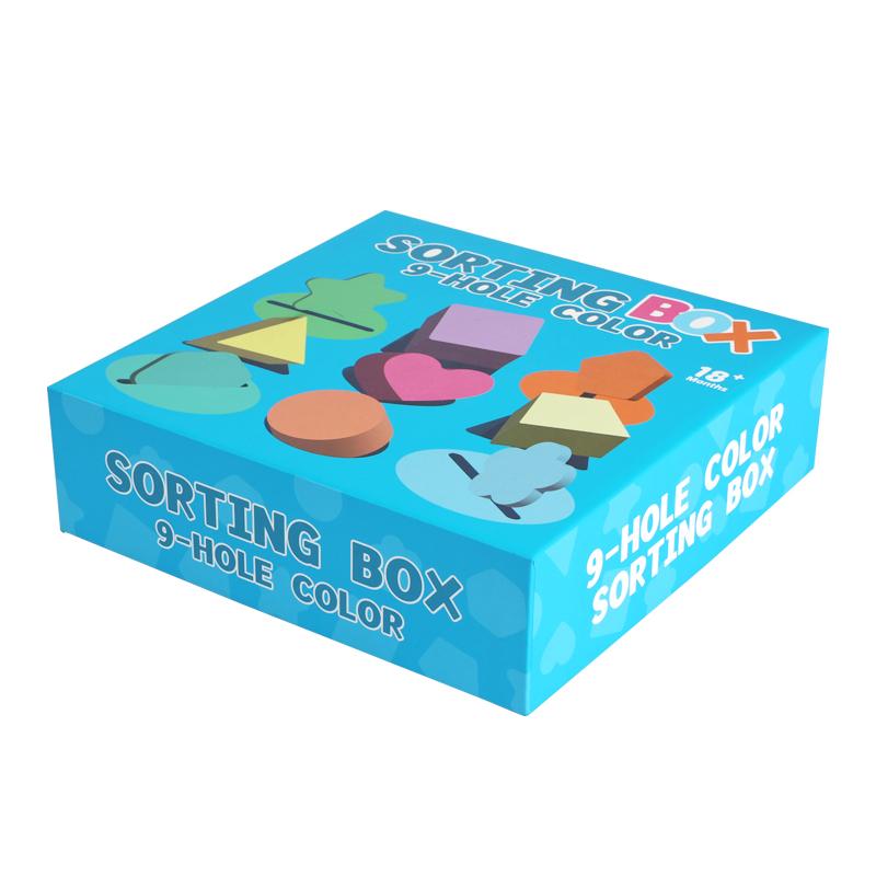 9 Holes Color Shape Sorting Box Montessori Educational Toy for Kids Shape Color Recognition Matching Puzzle STEM Learning Toy